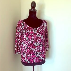 Michael Michael Kors Pink Floral Peasant Top